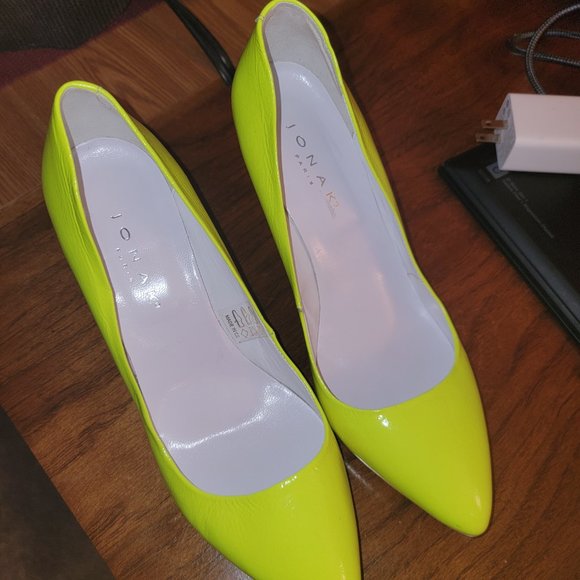 Jonak Paris Leather Neon Yellow Pumps Heels - Picture 4 of 4